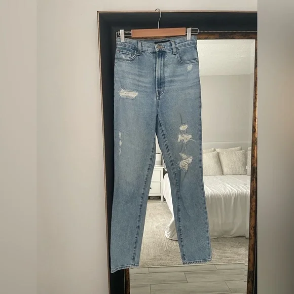 J Brand Light Blue Distressed Straight-Leg Jeans - Picture 2 of 6